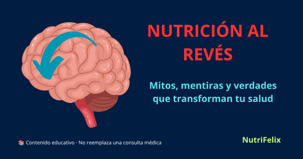 Ilustración de un cerebro con una flecha curva, representando la necesidad de "dar la vuelta" a los mitos y la desinformación sobre nutrición
